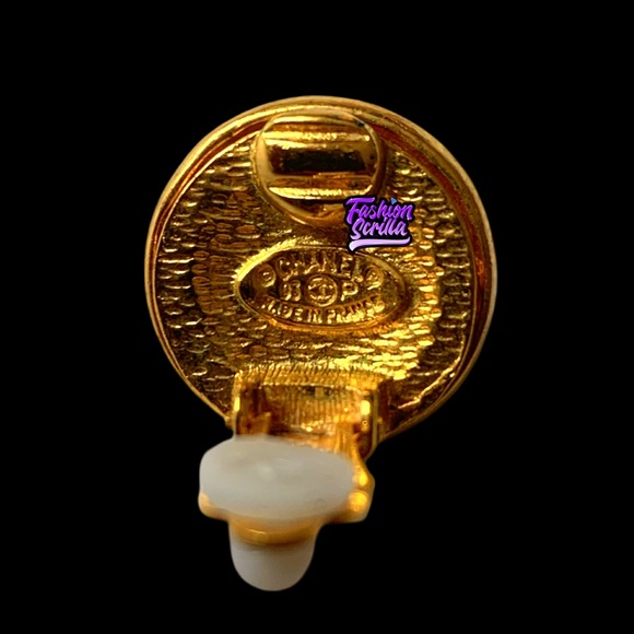 Chanel Vintage Gold Signature CC Monogram Logo Clip On Earrings - Picture 8 of 11